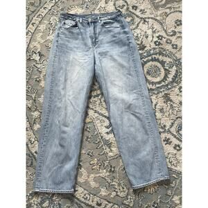 American Eagle Baggy Jeans Size 12 Light Wash Distressed Y2K Grunge Streetwear